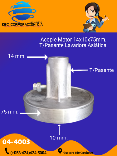 ACOPLE MOTOR 14X10X75MM. LAV.ASIATICAS