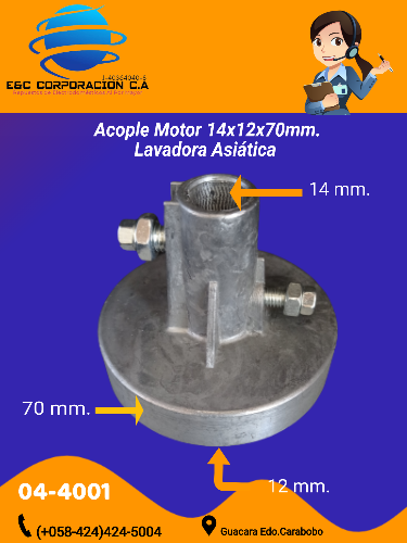 ACOPLE MOTOR 14X12X70MM. LAV.ASIATICA