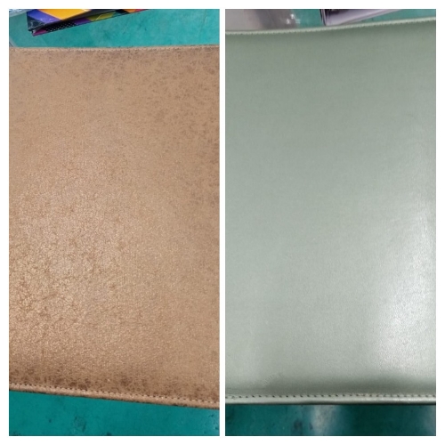 Carpeta imitación de piel cafe y verde