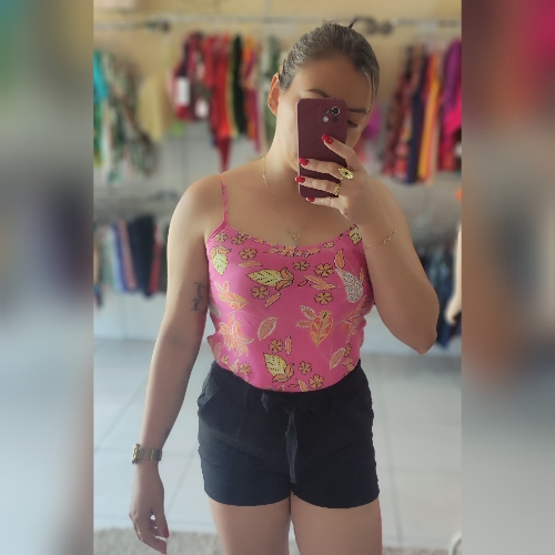 Blusa alça regulável estampada