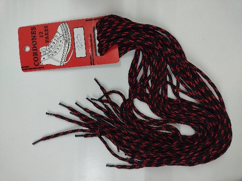 Cordones redondos negro-rojo 120cm