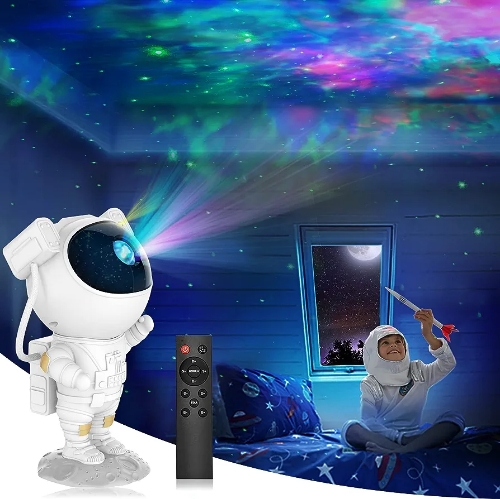 Proyector astronauta galaxia nebulosa