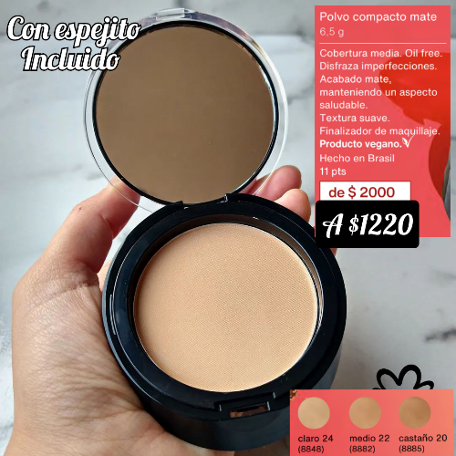Faces polvo compacto matte tono claro 24