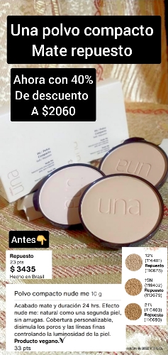 Una polvo compacto nude me repuesto tono 21n