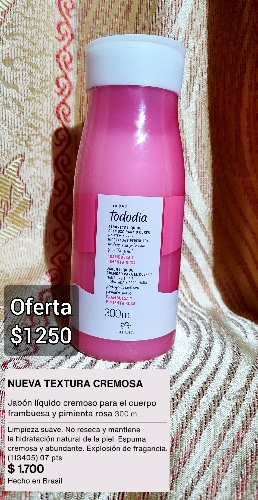 Jabón líquido cremoso frambuesa y pimienta rosa