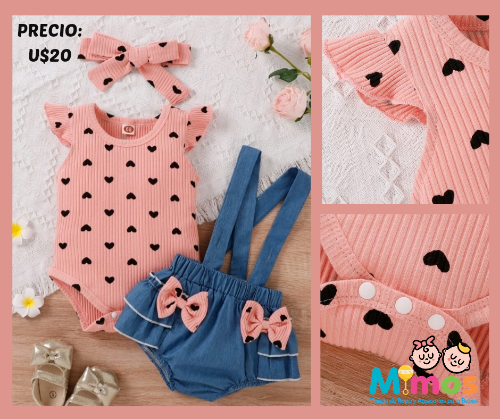 Conjunto Corazones rosa