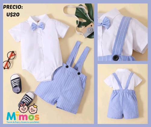 Conjunto Tirantes Celeste y Blanco