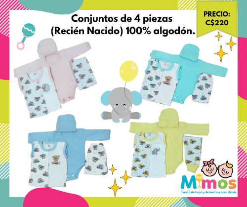 Conjuntos de algodón Recién Nacido 4 piezas