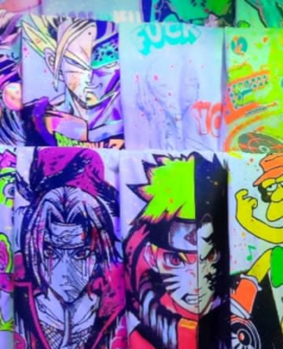 Camiseta Blanca en Neon - Personajes