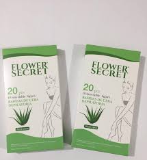 Bandas de cera fría flower secret corporal para depilación fresa y aloe