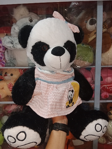 Oso panda grande vestido rosa