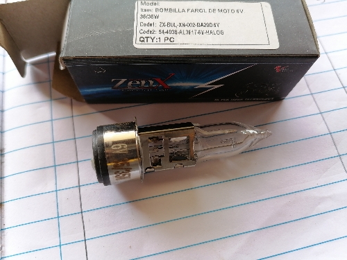 BOMBILLA DE FAROL 6V 35/35W HALOGENA ZENX