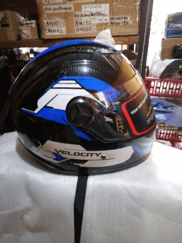 CASCO ECONOMICO VELOCITY NEGRO/AZUL MEK