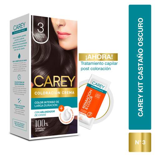 Kit Tinte Carey 3 castaño oscuro