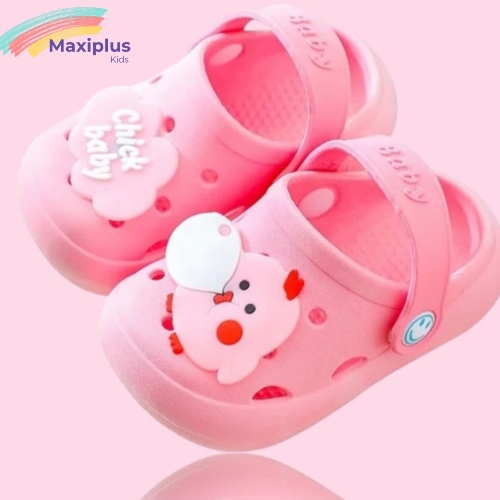 Cholas tipo crocs, pollito rosa