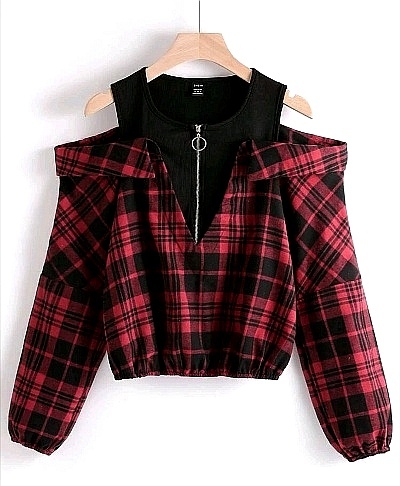 BLUSA A CUADROS ROJA