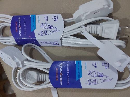 EXTENSION ELECTRICA 1,8MTS 6FT BLANCA BERNICE