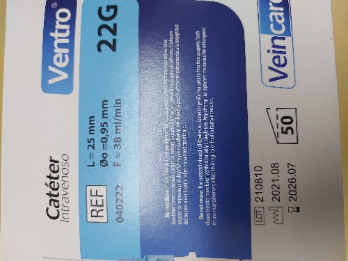 Catéter Intravenoso 22G. VENTRO. Yelco