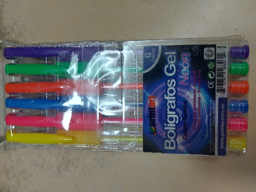 BOLIGRAFO PRINTART DE GEL COLORES NEON X 6