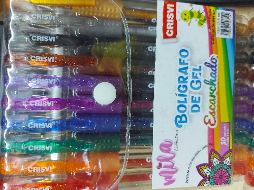 BOLIGRAFO DE GEL 10 COLORES ESCARCHADOS CRISVI