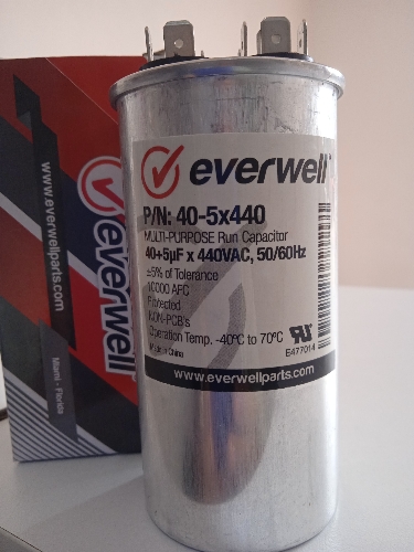 CAPACITADOR 45+5 MFD X 440VAC EVERWELL