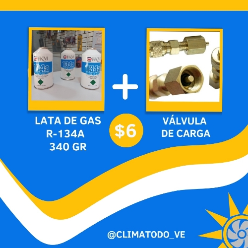 COMBO LATA GAS R-134 + VÁLVULA DE CARGA LATA