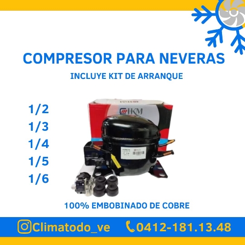 COMPRESOR 1/6 HP PARA NEVERA HKM