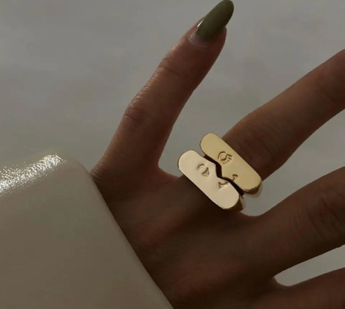 Anillo Set 2 piezas rostro Gold y Silver