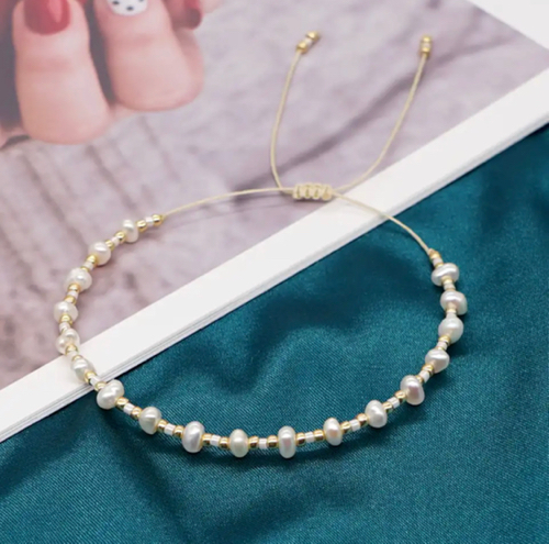 Pulsera cordon perlas y cuentas Variedad