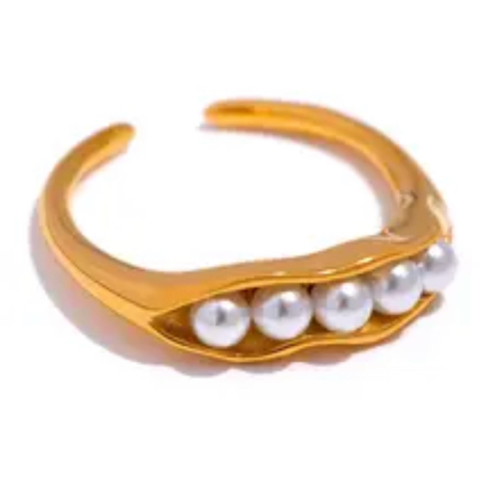 Anillo Steel 5 perlas