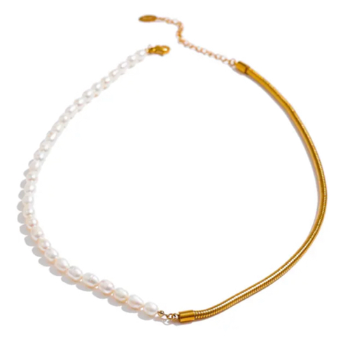Cadena Steel mitad perlas