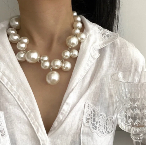 Collar perlas grandes diferentes tamaños