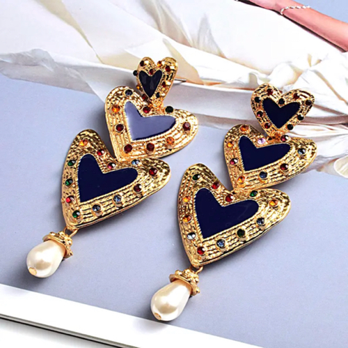 Arete 3 corazones grandes