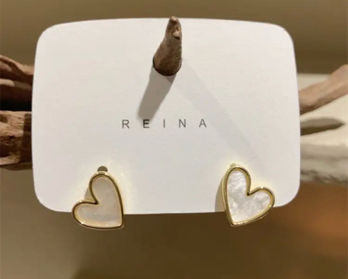 Arete corazón botón y argolla pequeño