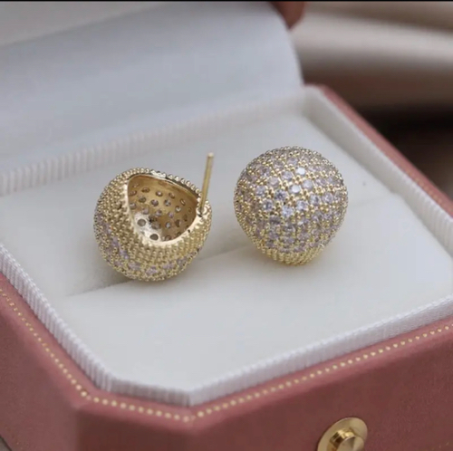 Pendiente bola 14k brillos
