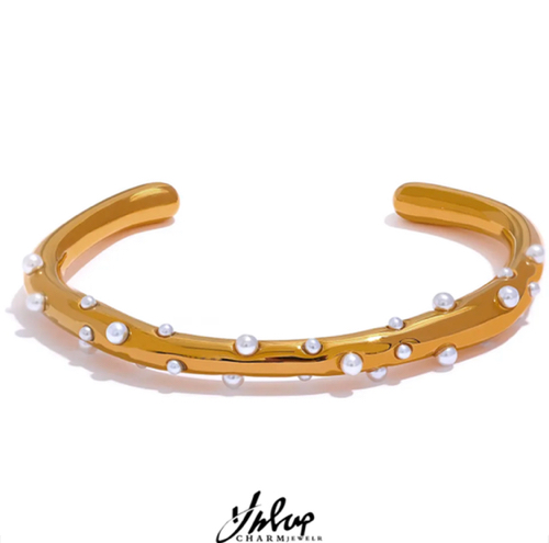 Brazalete abierto perlas incrustadas Variedad