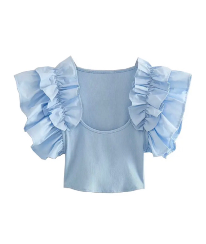 Blusa tipo top flecos en los hombros 3 colores