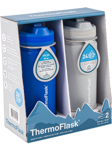 Botella Thermoflask 16 oz 2 pack azul y gris