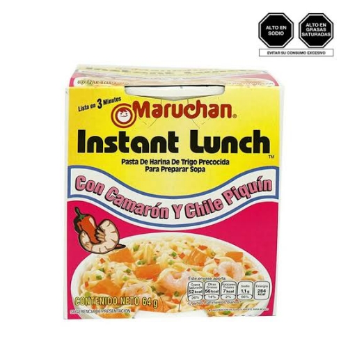 Sopa Maruchan con camarón y chile piquín 60gr.