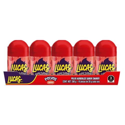 Lucas polvo agridulce sabor Chamoy con 10pzas de 20g c/u
