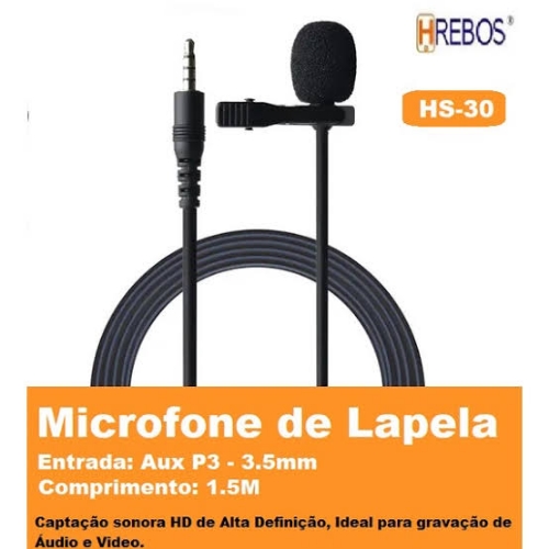 MICROFONE DE LAPELA P3 HREBOS