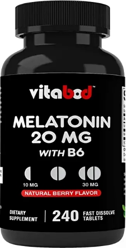 Melatonina 20 mg - 240 tabletas de disolución rápida - Sin medicamentos - Sabor natural