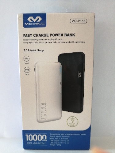 Cargador portatil MICCELL 10000 mAh power bank