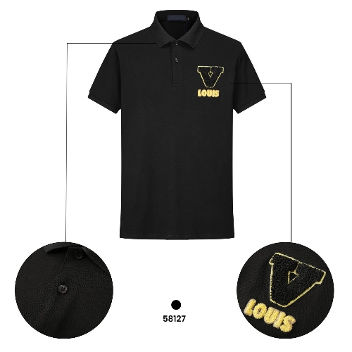 Camiseta 58127 tipo polo negra para hombre.talla M