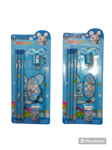 Set niño lapiz regla borrador sacapuntas