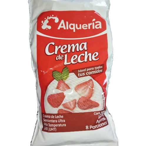 Crema leche Alqueria 125 gr bolsa