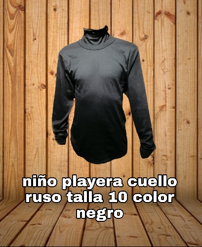 Playera cuello ruso T. Juvenil negro
