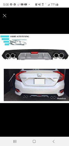 Difusor trasero de Honda Civic 2016 al 2019