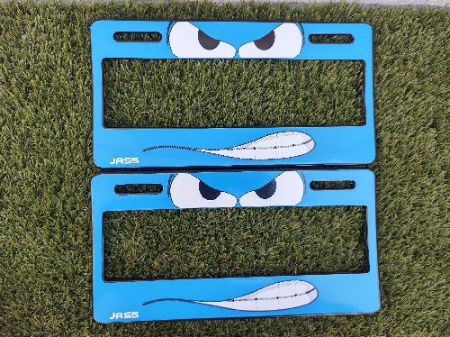 Portaplacas sonrisa azul