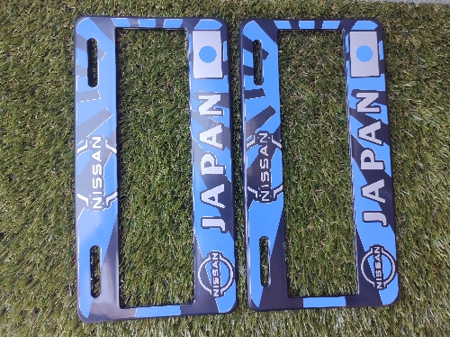 Portaplacas Japan Nissan azul